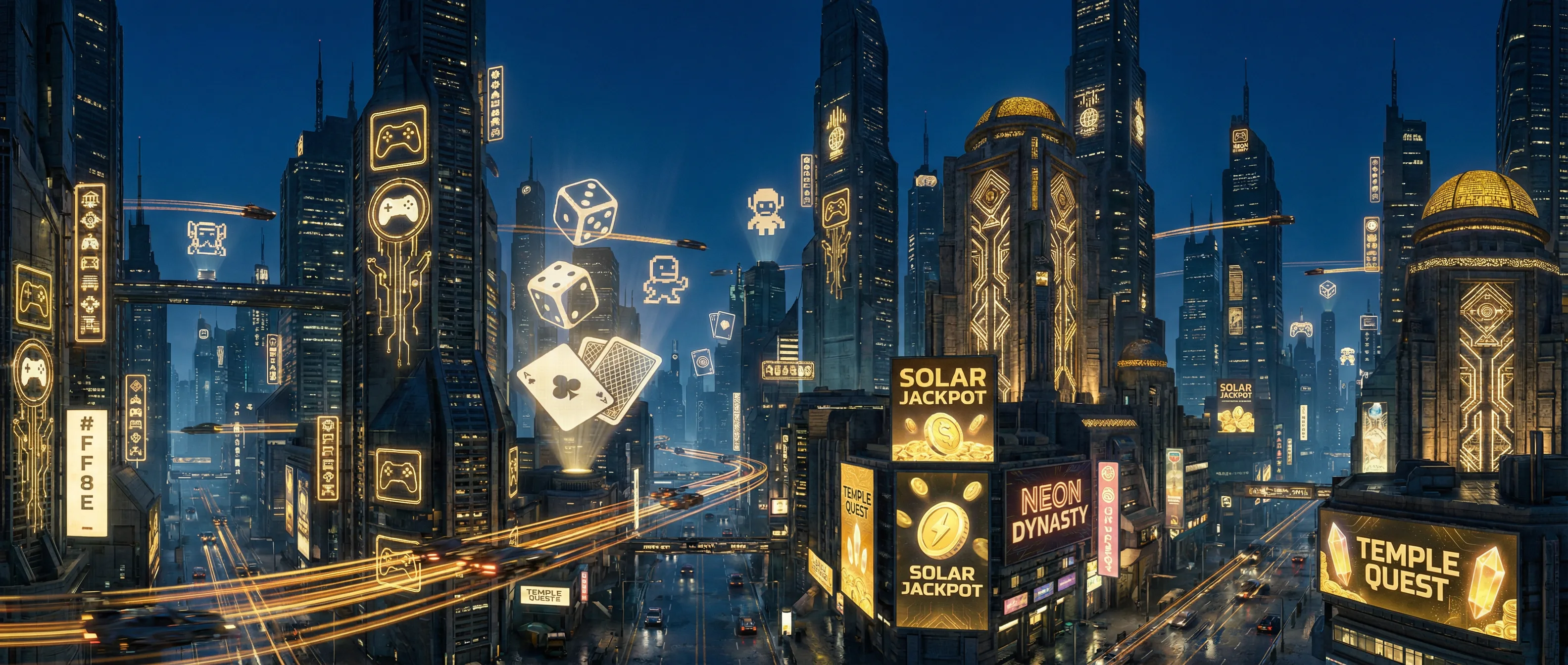 亚洲娱乐 - 赛博朋克太阳神殿不夜城全景